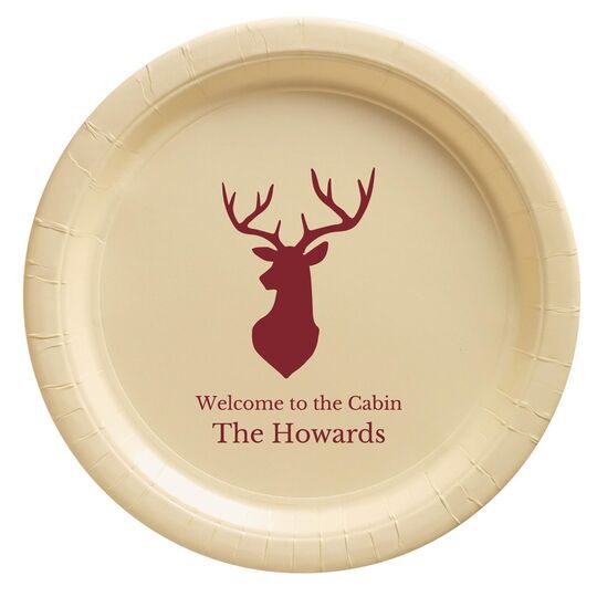 Mounted Buck Paper Plates